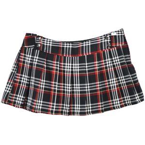 Vintage LIP SERVICE Plaid Pleated Skirt Size MEDIUM M Skull Snap Buttons